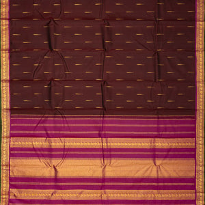Maroon Handloom Kanchipuram Silk Saree With Jasmine Bud Motifs