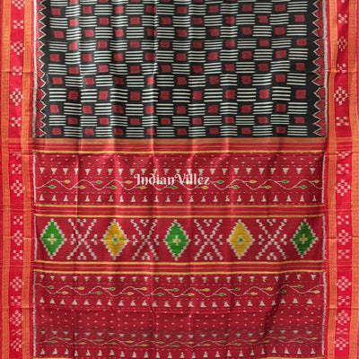 Black Red Border Pasapali Khandua Silk Saree