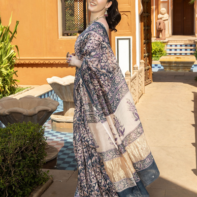 Ahalya Handblock Chanderi Saree