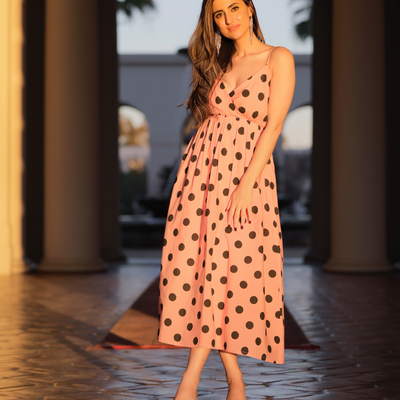 Peach Fuzz Polka Cotton Dress