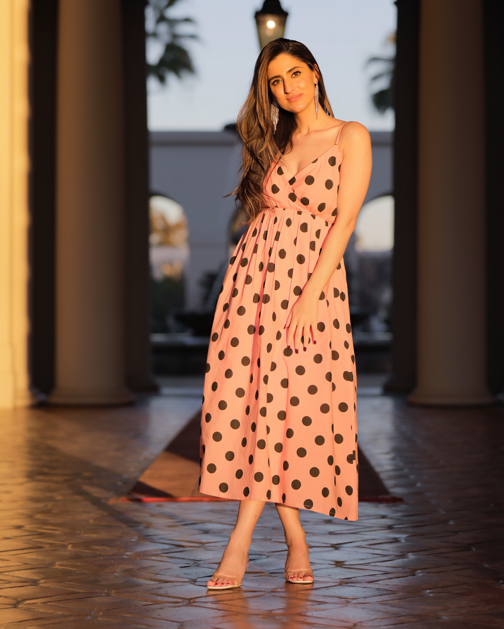 Peach Fuzz Polka Cotton Dress