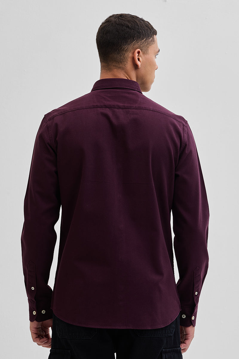 Burgundy Solid Twill Shirt