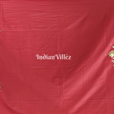 Navy Blue Odisha Pattachitra Art on Kerala Silk Saree