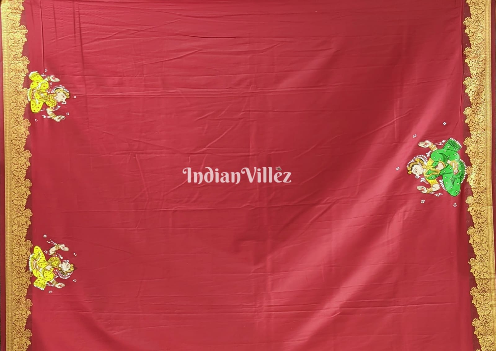 Navy Blue Odisha Pattachitra Art on Kerala Silk Saree