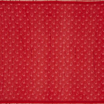 Off White Handloom Chanderi Cotton Saree With Printed Floral Motif