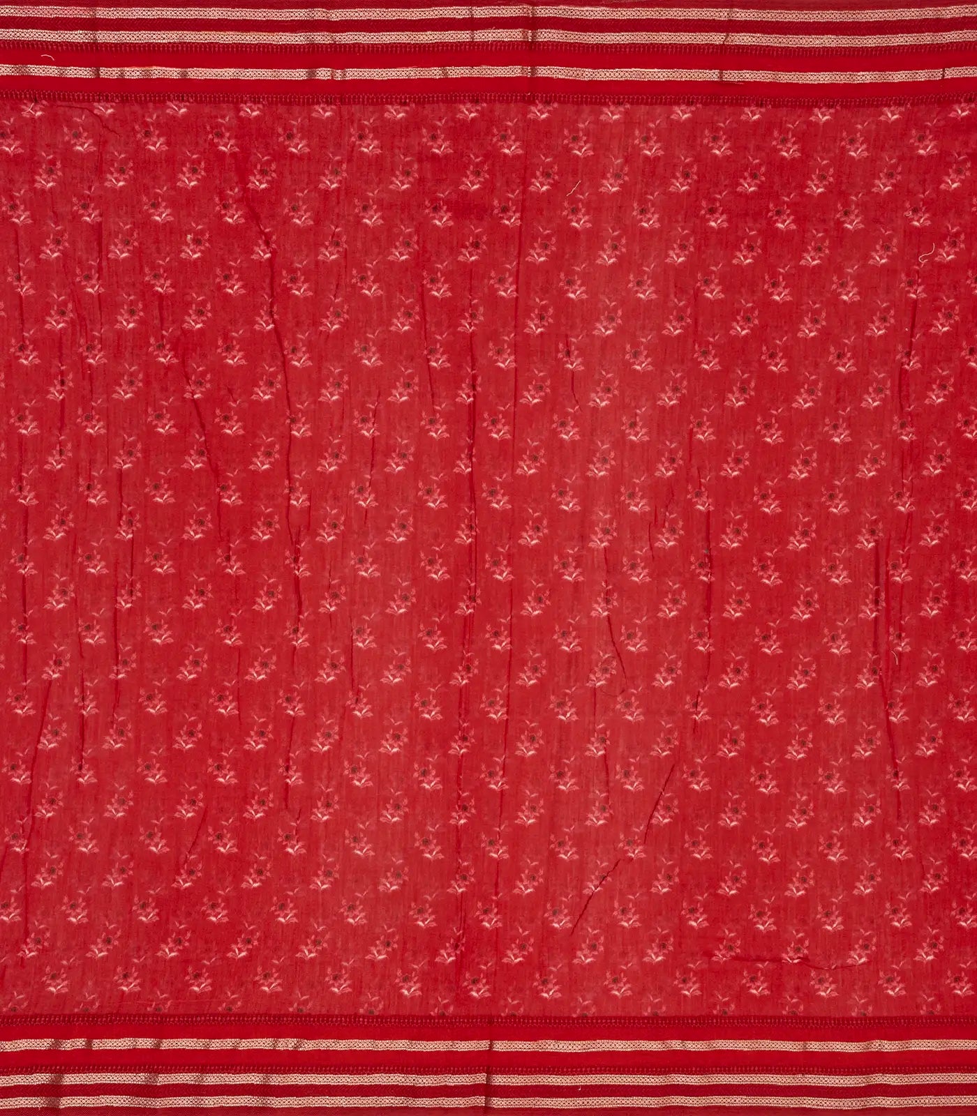 Off White Handloom Chanderi Cotton Saree With Printed Floral Motif