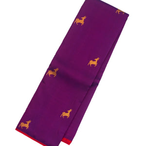 Magenta Handloom Kanchipuram Silk Saree With Deer Buttas