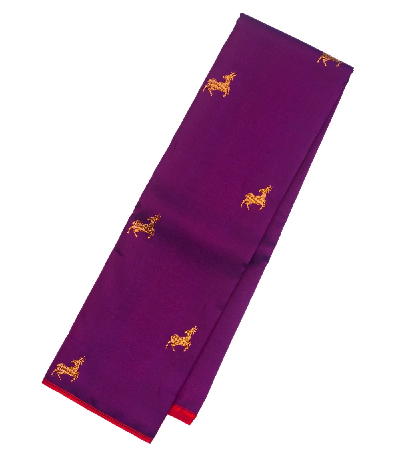 Magenta Handloom Kanchipuram Silk Saree With Deer Buttas