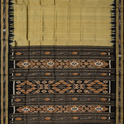 Beige Handloom Orissa Silk Saree With Coin Buttas