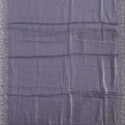 Lilac Woven Satin Saree With Embroidered Floral Motifs