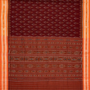 Maroon Orissa Cotton Saree With Tie & Dye Flower Motifs
