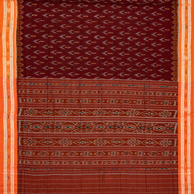 Maroon Orissa Cotton Saree With Tie & Dye Flower Motifs