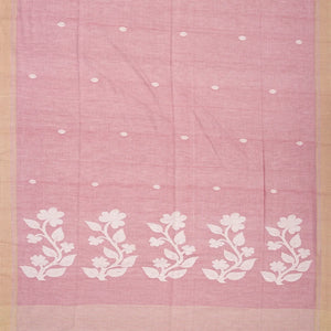 Dusty Pink Handloom Bengal Cotton Saree With Flower Buttas