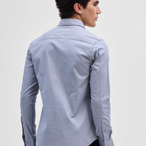 Light Grey Stretchable Slim Fit Shirt