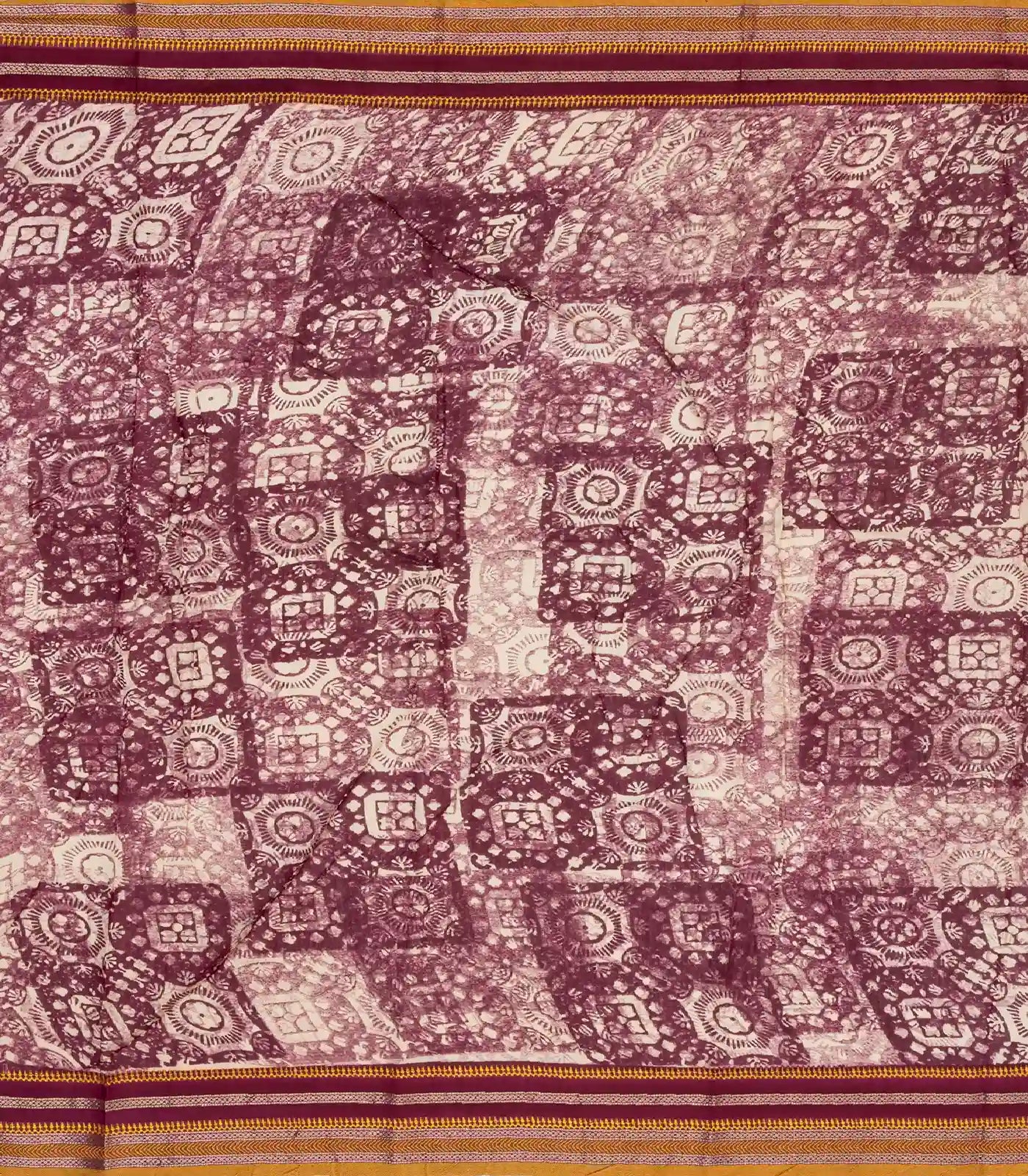 Dusty Pink Handloom Chanderi Cotton Saree With Printed Floral Motif