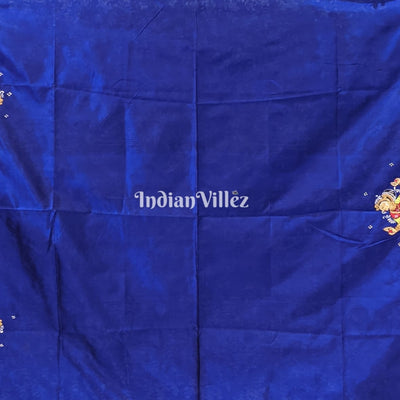 || राधाकृष्ण || Blue Radha Krishna Pattachitra Silk Saree