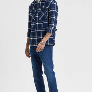 Navy Checks Relaxed Fit Overshirt