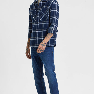 Navy Checks Relaxed Fit Overshirt