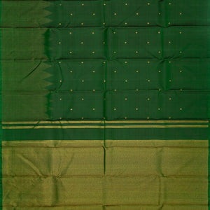 Bottle Green Handloom Kanchipuram Silk Saree With Kamalam Buttas