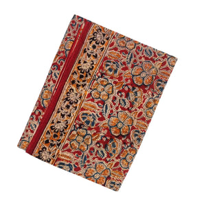 Crimson Woven Kalamkari Cotton Saree With Printed Floral Motifs