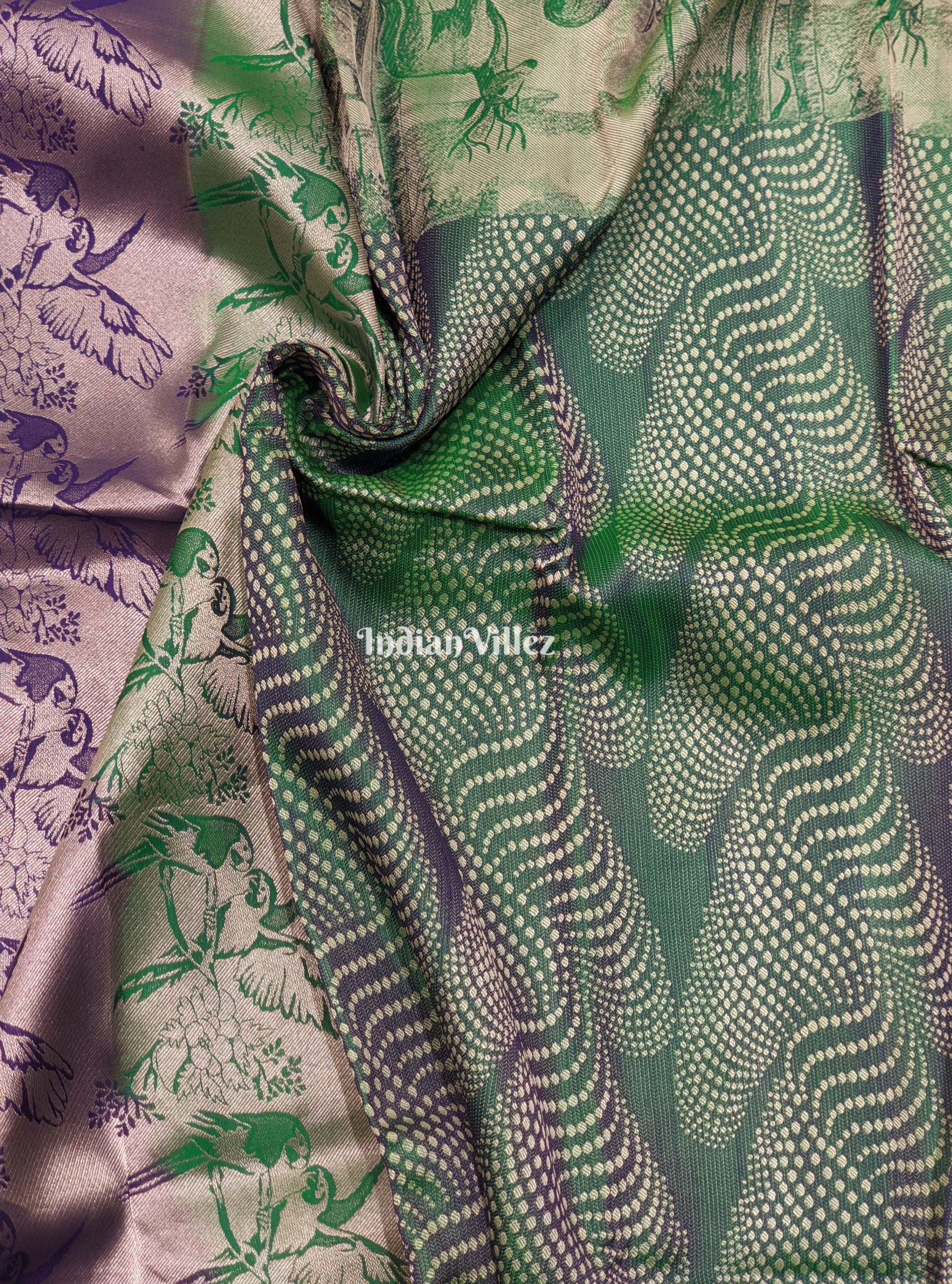 Bottle Green Forest Theme Pure Kanchipuram Silk Saree