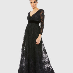 Mac Duggal 67861 Long Sleeve Formal Lace Evening Dress