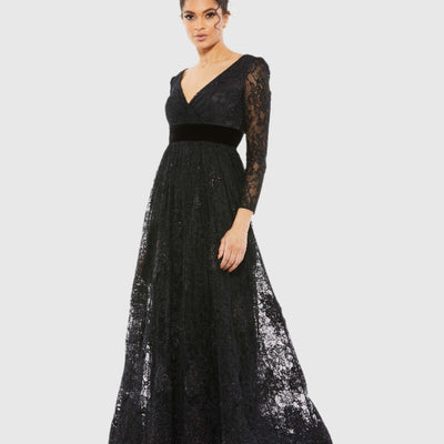 Mac Duggal 67861 Long Sleeve Formal Lace Evening Dress