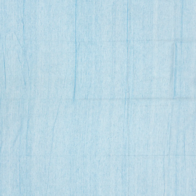 Light Blue Handloom Bengal Cotton Saree With Mango Buttas