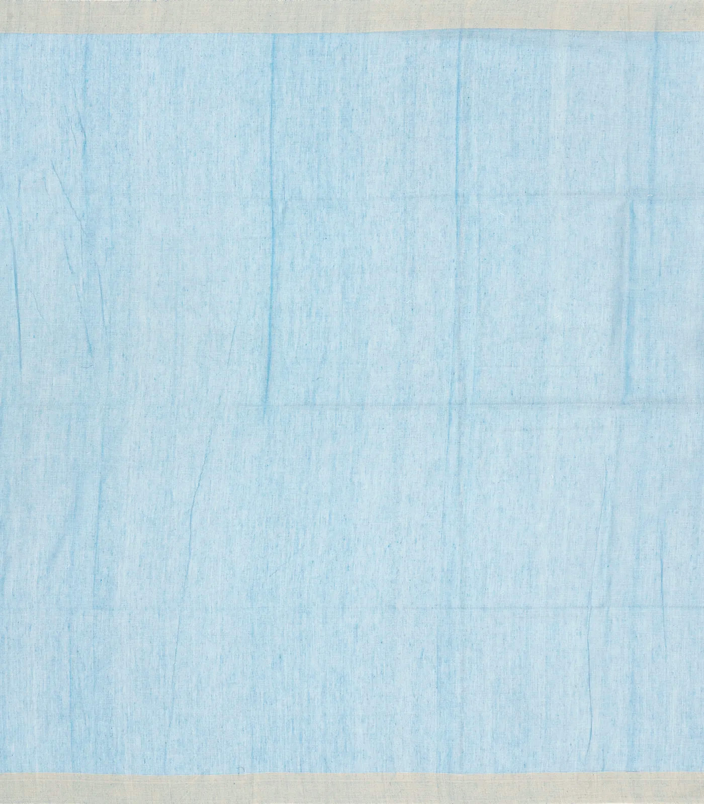 Light Blue Handloom Bengal Cotton Saree With Mango Buttas