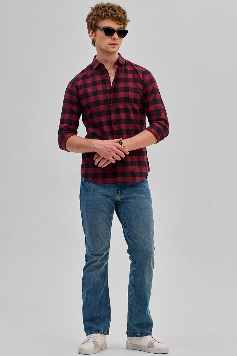 Red Checks Slim Fit Shirt