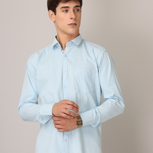 Frankshirt Light Blue Solid Tailored Fit Cotton Casual Shirt for Man