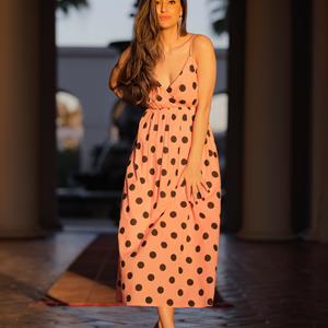 Peach Fuzz Polka Cotton Dress