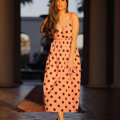 Peach Fuzz Polka Cotton Dress