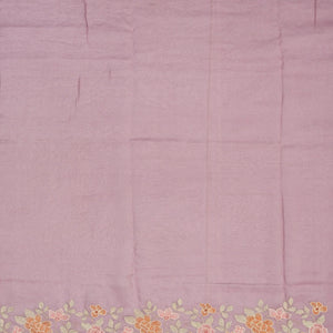 Lavender Woven Crushed Tissue Saree With Floral Embroidery