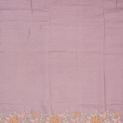 Lavender Woven Crushed Tissue Saree With Floral Embroidery
