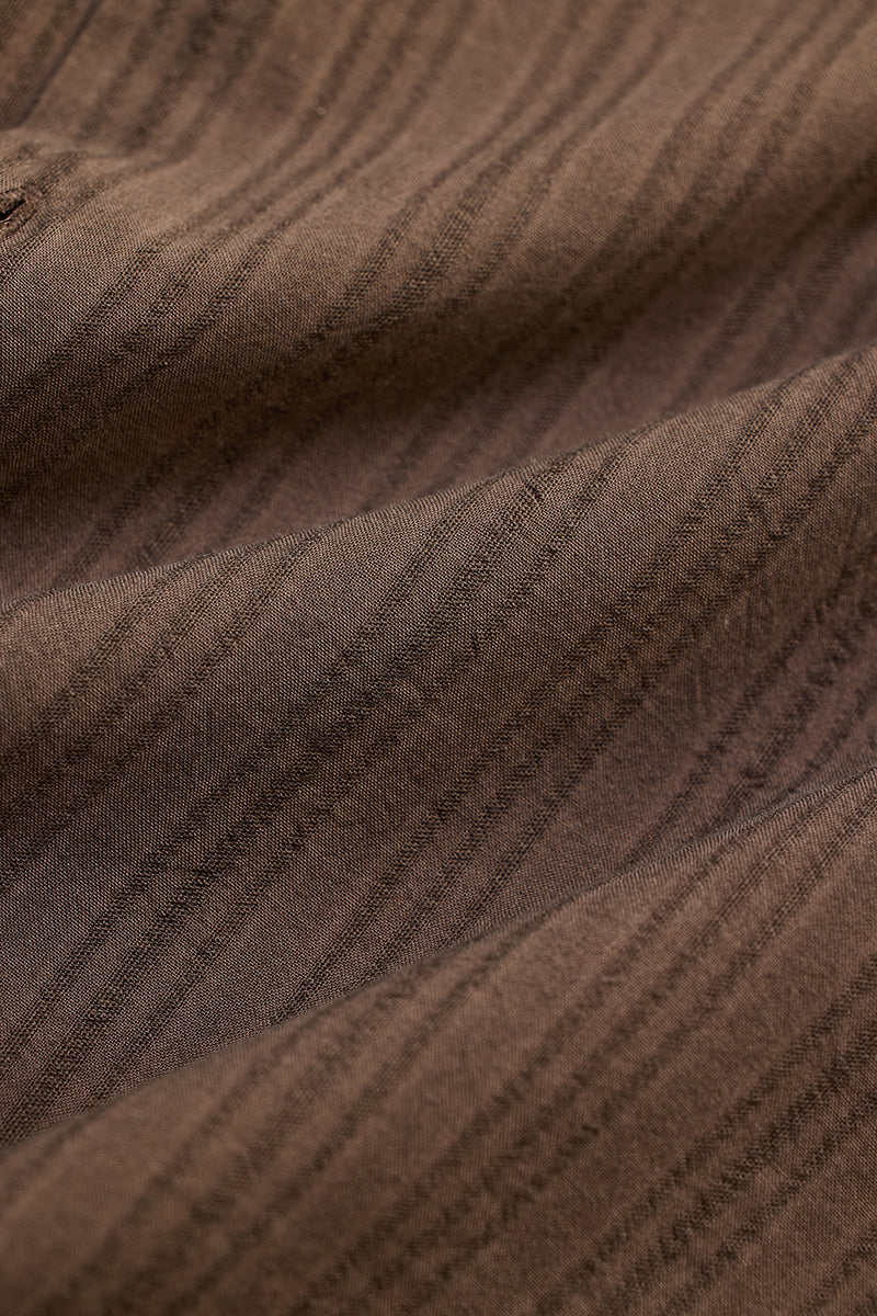 Brown Slim Fit Stripes Shirt