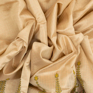 Taupe Handloom Chirala Silk Cotton Saree With Printed Floral Motifs