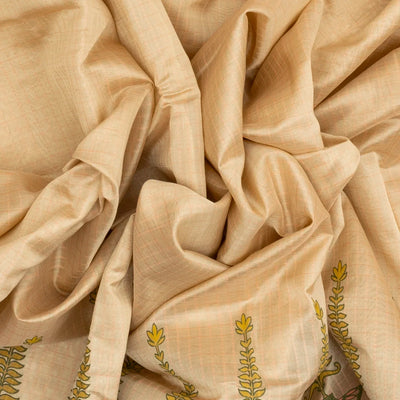 Taupe Handloom Chirala Silk Cotton Saree With Printed Floral Motifs