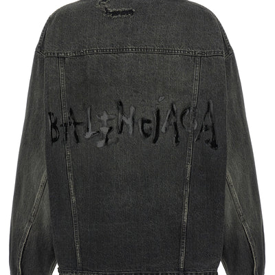 Balenciaga Denim Jacket With Used Effect