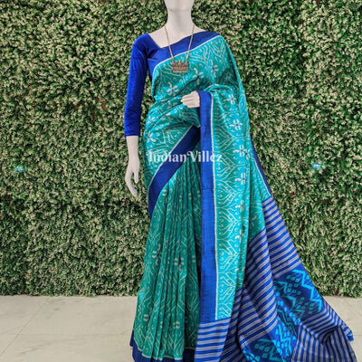 Copper Sulphate Odisha Ikat Contemporary Silk Saree