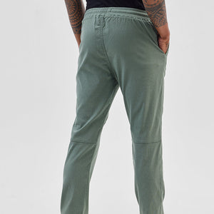Olive Plain Slim Fit Trousers