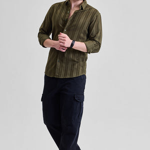 Olive Corduroy Slim Fit Shirt