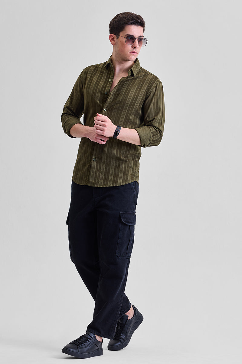Olive Corduroy Slim Fit Shirt