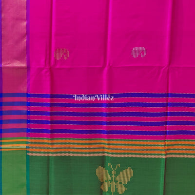Rani with Green Handwoven Bishnupuri Silk Saree