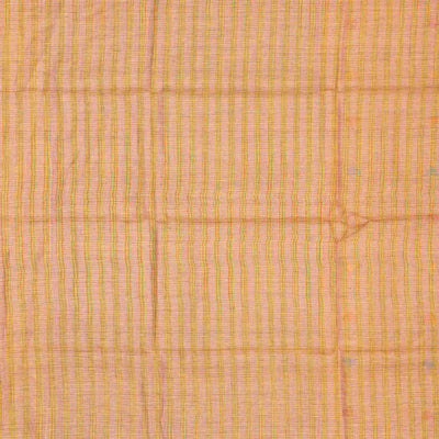 Light Peach Handloom Linen Saree With Temple Buttas