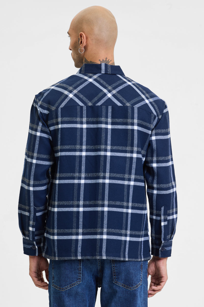 Navy Checks Relaxed Fit Overshirt