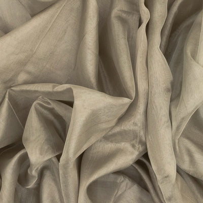 Taupe Handloom Plain Uppada Silk Saree With Gold Zari Border