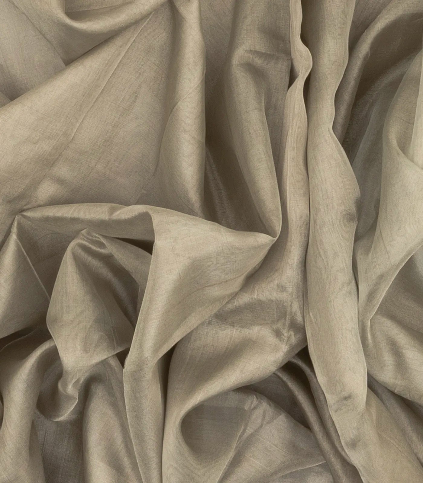 Taupe Handloom Plain Uppada Silk Saree With Gold Zari Border