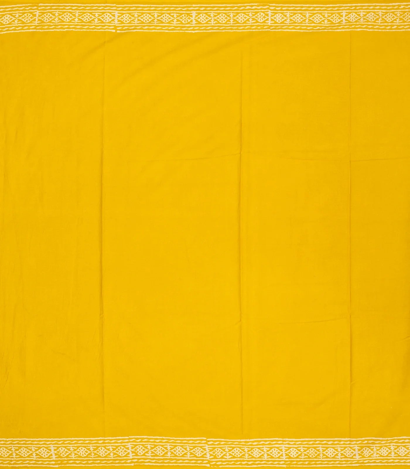 Mustard Woven Jaipur Cotton Saree With White Printed Floral Motifs