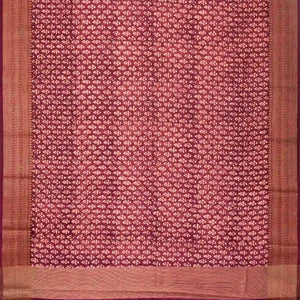 Maroon Woven Chanderi Cotton Saree With Zari Border